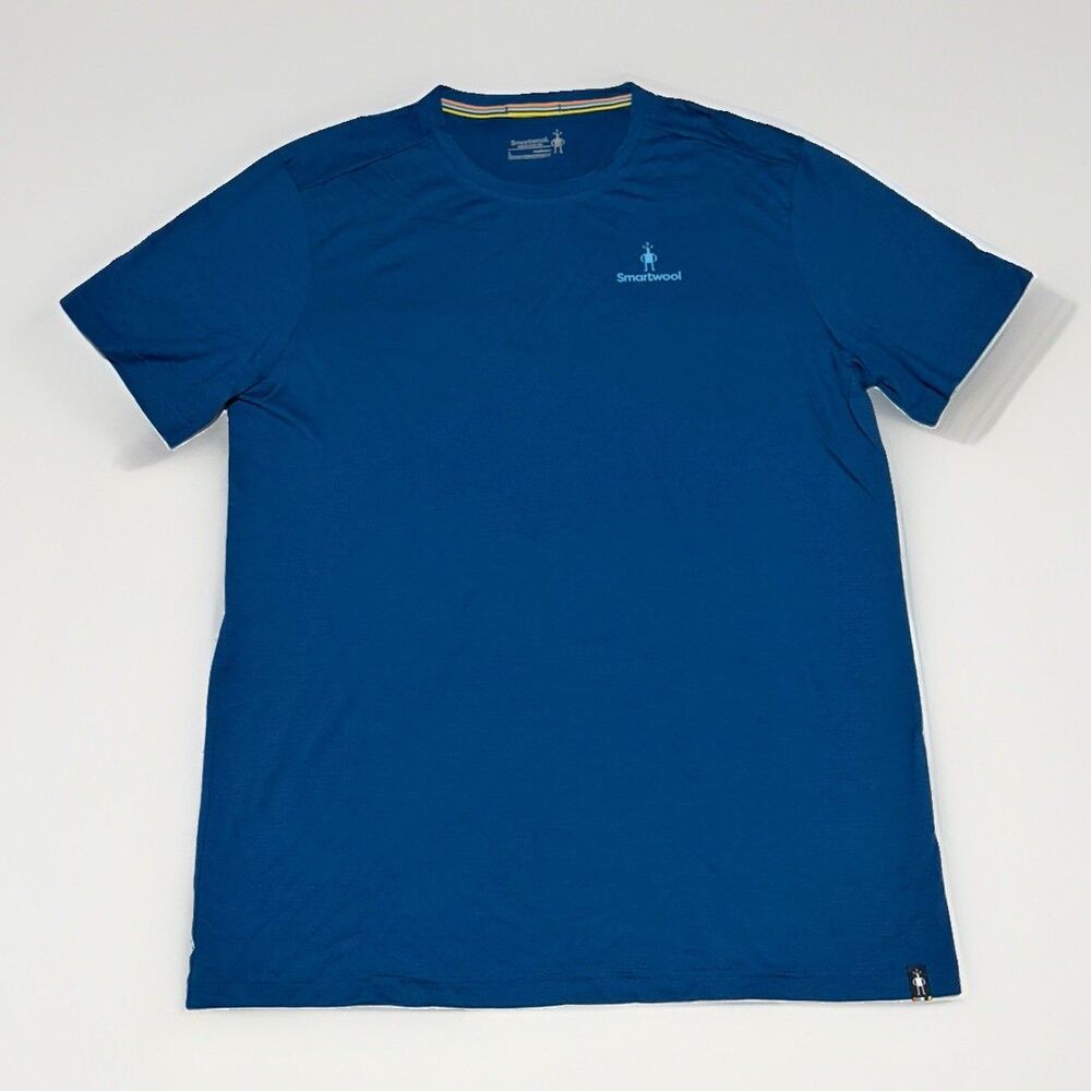 Smartwool Merino Sport 150 Shirt Men's L Blue Wool Blend Short Sleeve Crew